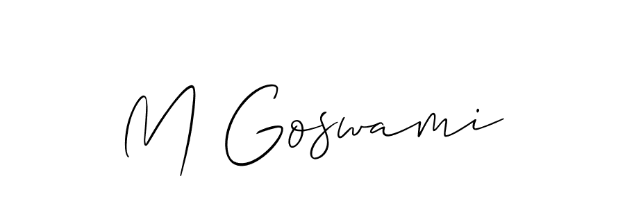 Design your own signature with our free online signature maker. With this signature software, you can create a handwritten (Allison_Script) signature for name M Goswami. M Goswami signature style 2 images and pictures png