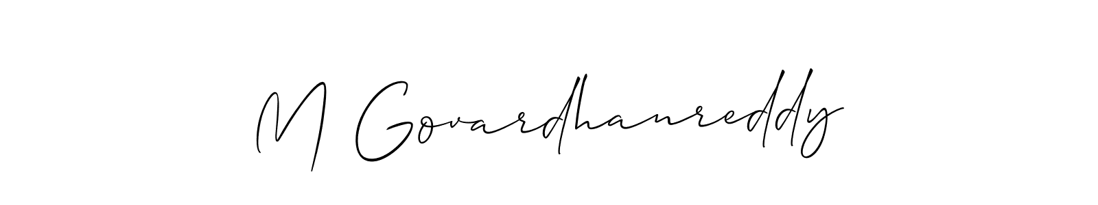 Use a signature maker to create a handwritten signature online. With this signature software, you can design (Allison_Script) your own signature for name M Govardhanreddy. M Govardhanreddy signature style 2 images and pictures png