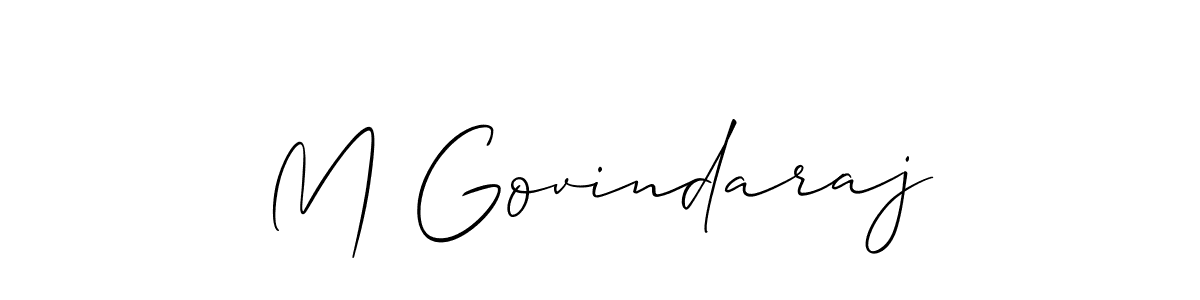 Make a short M Govindaraj signature style. Manage your documents anywhere anytime using Allison_Script. Create and add eSignatures, submit forms, share and send files easily. M Govindaraj signature style 2 images and pictures png
