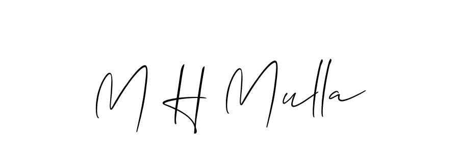 Also we have M H Mulla name is the best signature style. Create professional handwritten signature collection using Allison_Script autograph style. M H Mulla signature style 2 images and pictures png