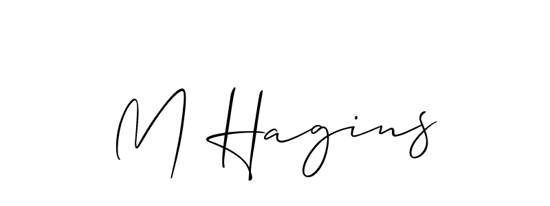 Also You can easily find your signature by using the search form. We will create M Hagins name handwritten signature images for you free of cost using Allison_Script sign style. M Hagins signature style 2 images and pictures png