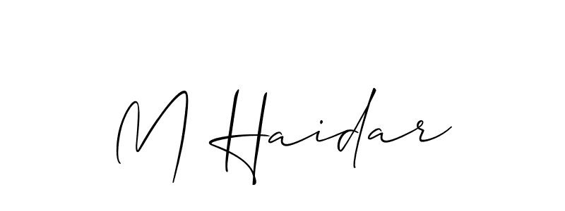 Also You can easily find your signature by using the search form. We will create M Haidar name handwritten signature images for you free of cost using Allison_Script sign style. M Haidar signature style 2 images and pictures png