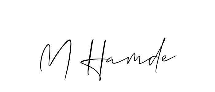 if you are searching for the best signature style for your name M Hamde. so please give up your signature search. here we have designed multiple signature styles  using Allison_Script. M Hamde signature style 2 images and pictures png