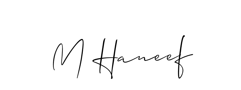 Use a signature maker to create a handwritten signature online. With this signature software, you can design (Allison_Script) your own signature for name M Haneef. M Haneef signature style 2 images and pictures png