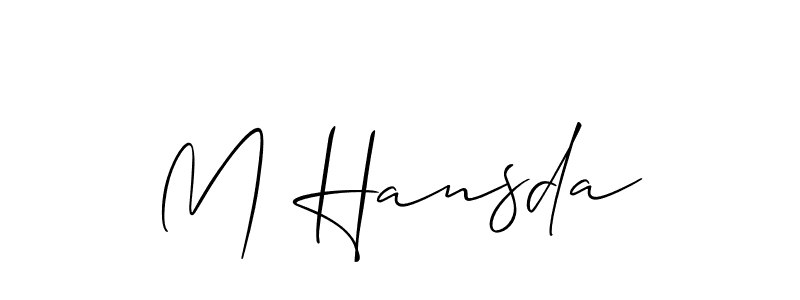 Similarly Allison_Script is the best handwritten signature design. Signature creator online .You can use it as an online autograph creator for name M Hansda. M Hansda signature style 2 images and pictures png