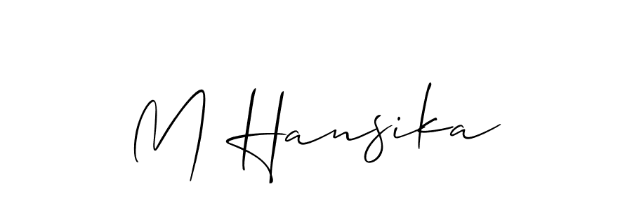 Make a beautiful signature design for name M Hansika. With this signature (Allison_Script) style, you can create a handwritten signature for free. M Hansika signature style 2 images and pictures png