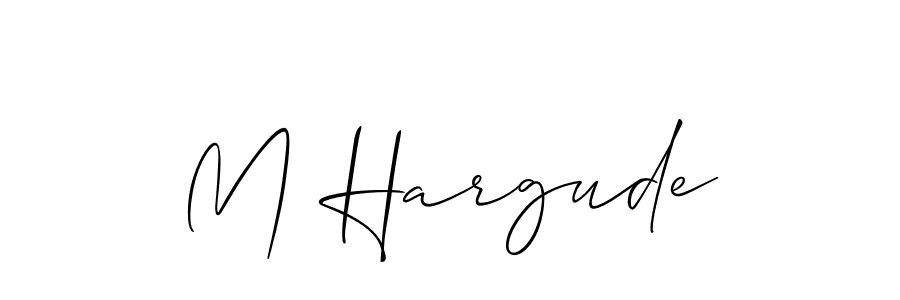 if you are searching for the best signature style for your name M Hargude. so please give up your signature search. here we have designed multiple signature styles  using Allison_Script. M Hargude signature style 2 images and pictures png