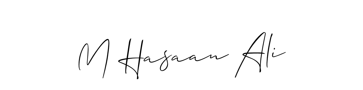 Also You can easily find your signature by using the search form. We will create M Hasaan Ali name handwritten signature images for you free of cost using Allison_Script sign style. M Hasaan Ali signature style 2 images and pictures png