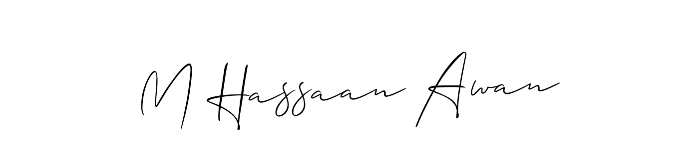 Allison_Script is a professional signature style that is perfect for those who want to add a touch of class to their signature. It is also a great choice for those who want to make their signature more unique. Get M Hassaan Awan name to fancy signature for free. M Hassaan Awan signature style 2 images and pictures png