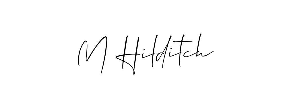 How to make M Hilditch name signature. Use Allison_Script style for creating short signs online. This is the latest handwritten sign. M Hilditch signature style 2 images and pictures png