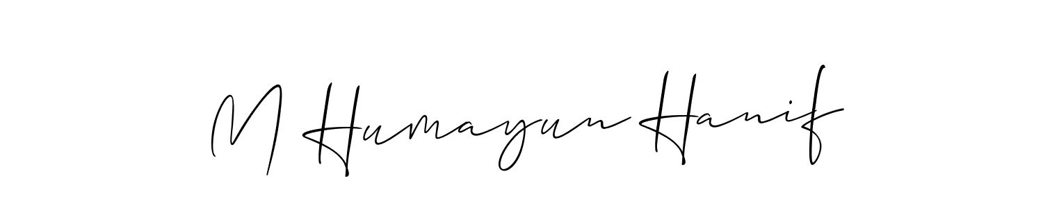 Make a short M Humayun Hanif signature style. Manage your documents anywhere anytime using Allison_Script. Create and add eSignatures, submit forms, share and send files easily. M Humayun Hanif signature style 2 images and pictures png