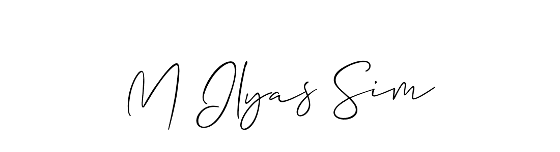 You should practise on your own different ways (Allison_Script) to write your name (M Ilyas Sim) in signature. don't let someone else do it for you. M Ilyas Sim signature style 2 images and pictures png