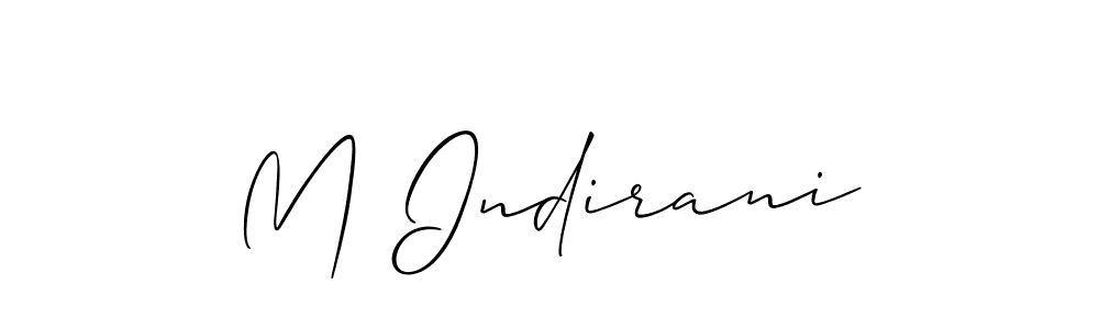 The best way (Allison_Script) to make a short signature is to pick only two or three words in your name. The name M Indirani include a total of six letters. For converting this name. M Indirani signature style 2 images and pictures png