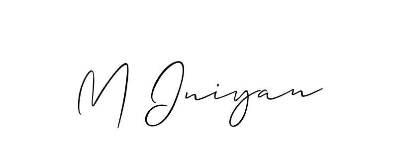 Best and Professional Signature Style for M Iniyan. Allison_Script Best Signature Style Collection. M Iniyan signature style 2 images and pictures png