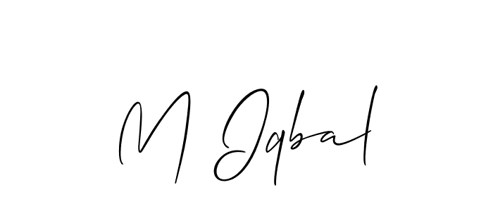 The best way (Allison_Script) to make a short signature is to pick only two or three words in your name. The name M Iqbal include a total of six letters. For converting this name. M Iqbal signature style 2 images and pictures png