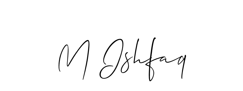 Also You can easily find your signature by using the search form. We will create M Ishfaq name handwritten signature images for you free of cost using Allison_Script sign style. M Ishfaq signature style 2 images and pictures png