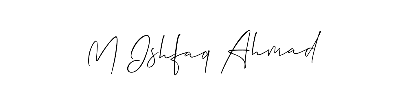 Also You can easily find your signature by using the search form. We will create M Ishfaq Ahmad name handwritten signature images for you free of cost using Allison_Script sign style. M Ishfaq Ahmad signature style 2 images and pictures png