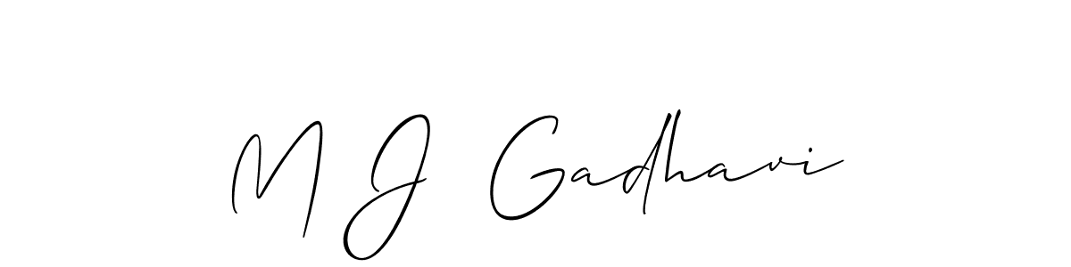 The best way (Allison_Script) to make a short signature is to pick only two or three words in your name. The name M J  Gadhavi include a total of six letters. For converting this name. M J  Gadhavi signature style 2 images and pictures png