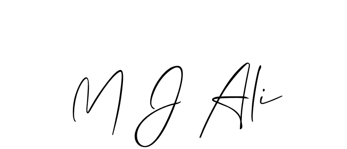 Also we have M J Ali name is the best signature style. Create professional handwritten signature collection using Allison_Script autograph style. M J Ali signature style 2 images and pictures png