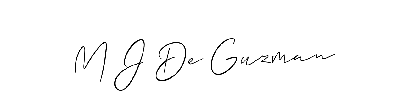 The best way (Allison_Script) to make a short signature is to pick only two or three words in your name. The name M J De Guzman include a total of six letters. For converting this name. M J De Guzman signature style 2 images and pictures png