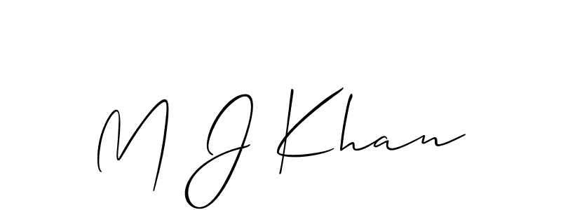 Also You can easily find your signature by using the search form. We will create M J Khan name handwritten signature images for you free of cost using Allison_Script sign style. M J Khan signature style 2 images and pictures png