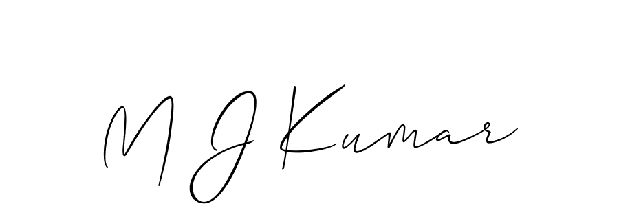 Allison_Script is a professional signature style that is perfect for those who want to add a touch of class to their signature. It is also a great choice for those who want to make their signature more unique. Get M J Kumar name to fancy signature for free. M J Kumar signature style 2 images and pictures png