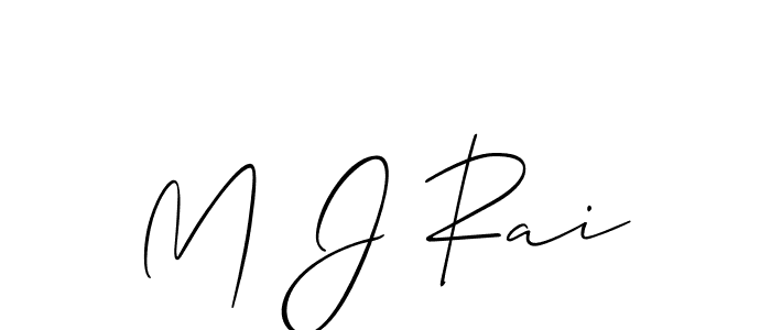 The best way (Allison_Script) to make a short signature is to pick only two or three words in your name. The name M J Rai include a total of six letters. For converting this name. M J Rai signature style 2 images and pictures png