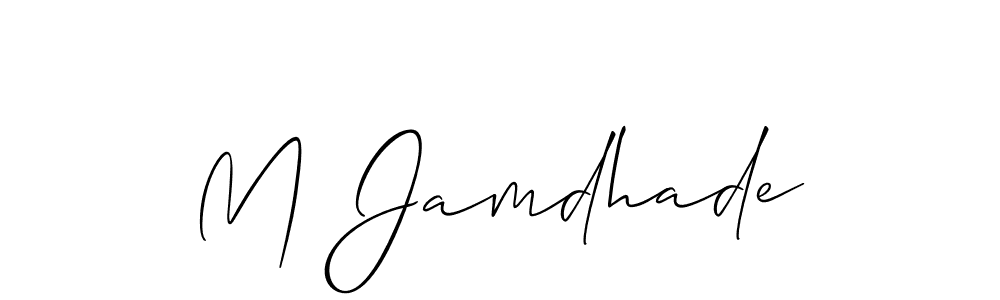 How to make M Jamdhade name signature. Use Allison_Script style for creating short signs online. This is the latest handwritten sign. M Jamdhade signature style 2 images and pictures png
