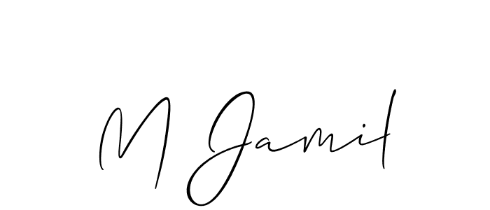 Make a short M Jamil signature style. Manage your documents anywhere anytime using Allison_Script. Create and add eSignatures, submit forms, share and send files easily. M Jamil signature style 2 images and pictures png