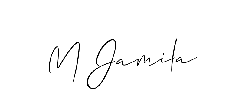 It looks lik you need a new signature style for name M Jamila. Design unique handwritten (Allison_Script) signature with our free signature maker in just a few clicks. M Jamila signature style 2 images and pictures png