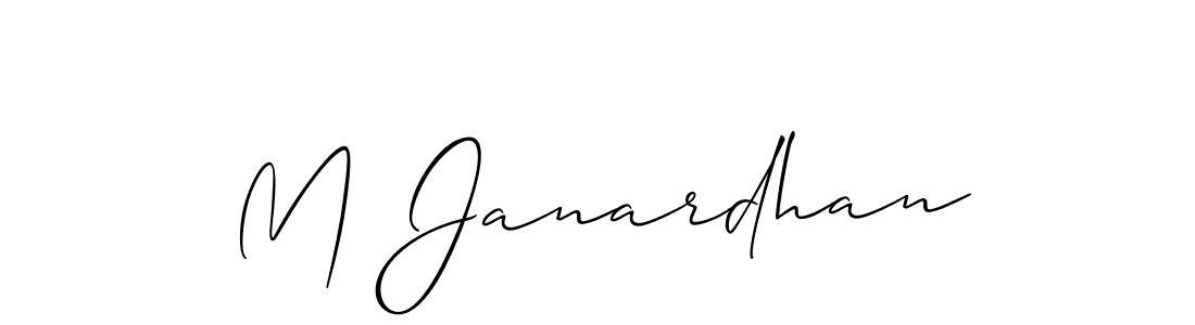 Use a signature maker to create a handwritten signature online. With this signature software, you can design (Allison_Script) your own signature for name M Janardhan. M Janardhan signature style 2 images and pictures png