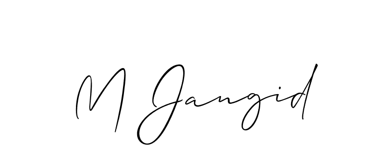 Make a beautiful signature design for name M Jangid. With this signature (Allison_Script) style, you can create a handwritten signature for free. M Jangid signature style 2 images and pictures png