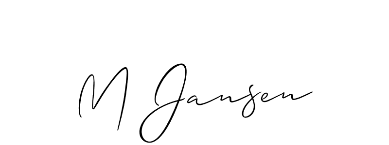 You should practise on your own different ways (Allison_Script) to write your name (M Jansen) in signature. don't let someone else do it for you. M Jansen signature style 2 images and pictures png