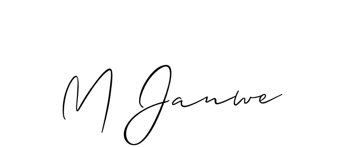 Allison_Script is a professional signature style that is perfect for those who want to add a touch of class to their signature. It is also a great choice for those who want to make their signature more unique. Get M Janwe name to fancy signature for free. M Janwe signature style 2 images and pictures png