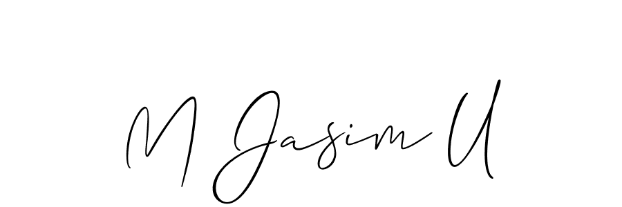 The best way (Allison_Script) to make a short signature is to pick only two or three words in your name. The name M Jasim U include a total of six letters. For converting this name. M Jasim U signature style 2 images and pictures png