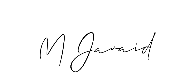 The best way (Allison_Script) to make a short signature is to pick only two or three words in your name. The name M Javaid include a total of six letters. For converting this name. M Javaid signature style 2 images and pictures png