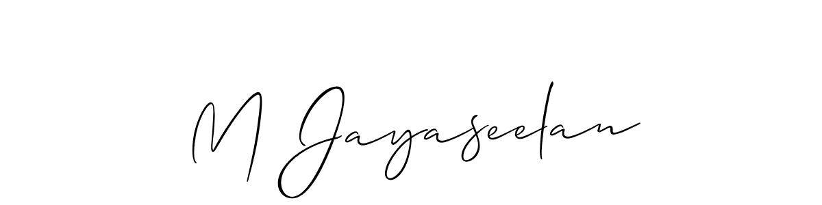 M Jayaseelan stylish signature style. Best Handwritten Sign (Allison_Script) for my name. Handwritten Signature Collection Ideas for my name M Jayaseelan. M Jayaseelan signature style 2 images and pictures png