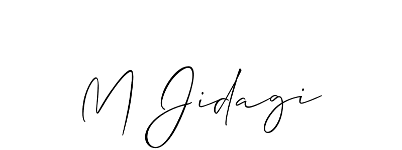 The best way (Allison_Script) to make a short signature is to pick only two or three words in your name. The name M Jidagi include a total of six letters. For converting this name. M Jidagi signature style 2 images and pictures png