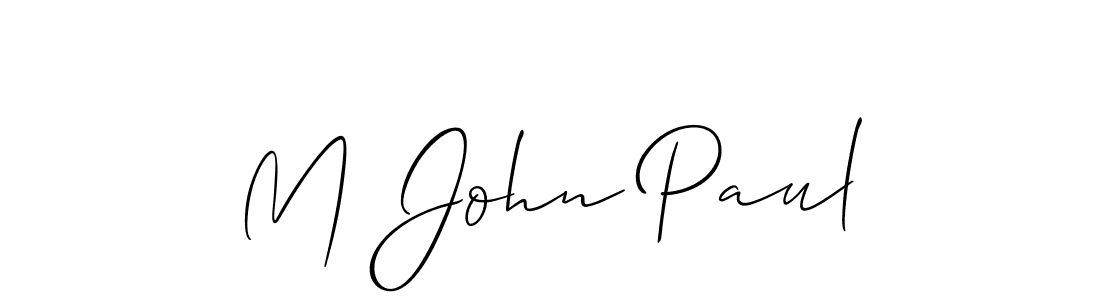 Also You can easily find your signature by using the search form. We will create M John Paul name handwritten signature images for you free of cost using Allison_Script sign style. M John Paul signature style 2 images and pictures png