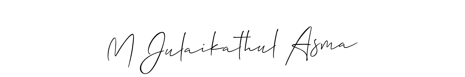 Also we have M Julaikathul Asma name is the best signature style. Create professional handwritten signature collection using Allison_Script autograph style. M Julaikathul Asma signature style 2 images and pictures png