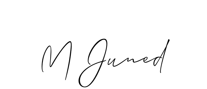 Allison_Script is a professional signature style that is perfect for those who want to add a touch of class to their signature. It is also a great choice for those who want to make their signature more unique. Get M Juned name to fancy signature for free. M Juned signature style 2 images and pictures png