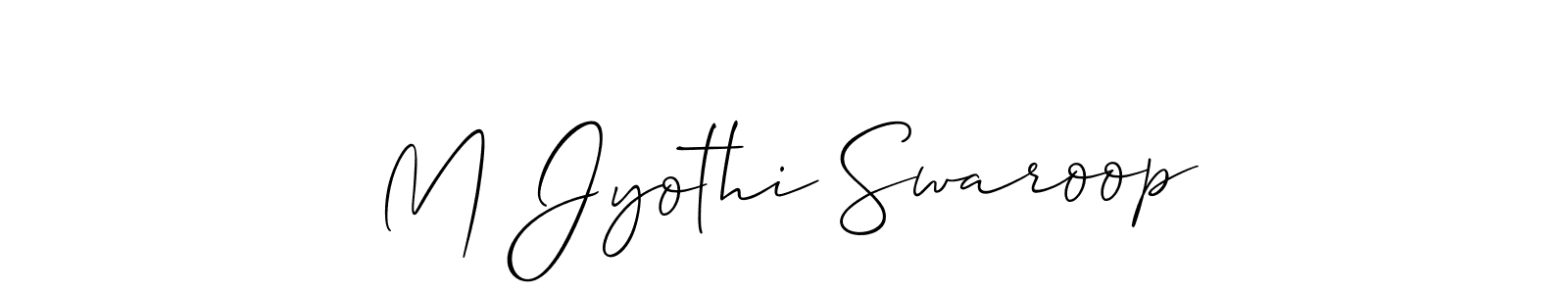 Design your own signature with our free online signature maker. With this signature software, you can create a handwritten (Allison_Script) signature for name M Jyothi Swaroop. M Jyothi Swaroop signature style 2 images and pictures png