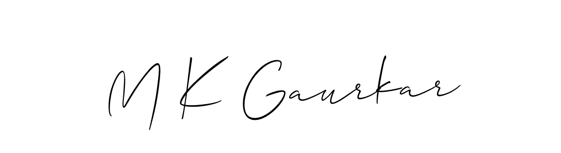 Also we have M K Gaurkar name is the best signature style. Create professional handwritten signature collection using Allison_Script autograph style. M K Gaurkar signature style 2 images and pictures png