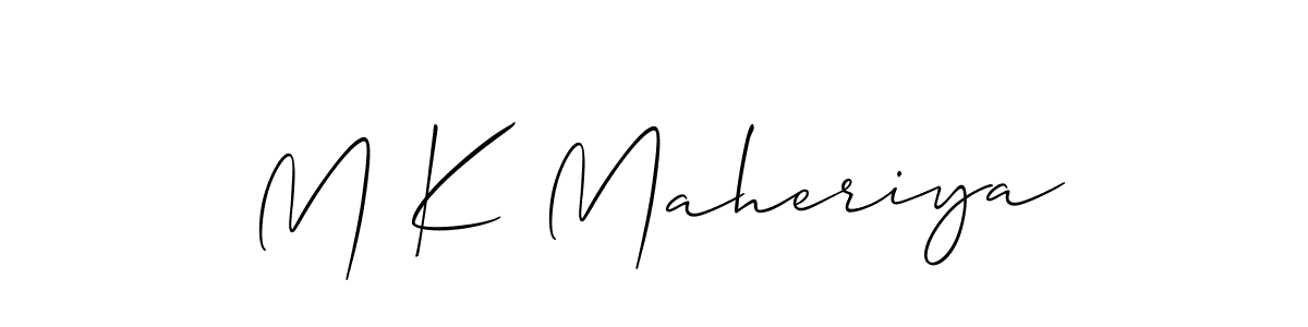 You should practise on your own different ways (Allison_Script) to write your name (M K Maheriya) in signature. don't let someone else do it for you. M K Maheriya signature style 2 images and pictures png