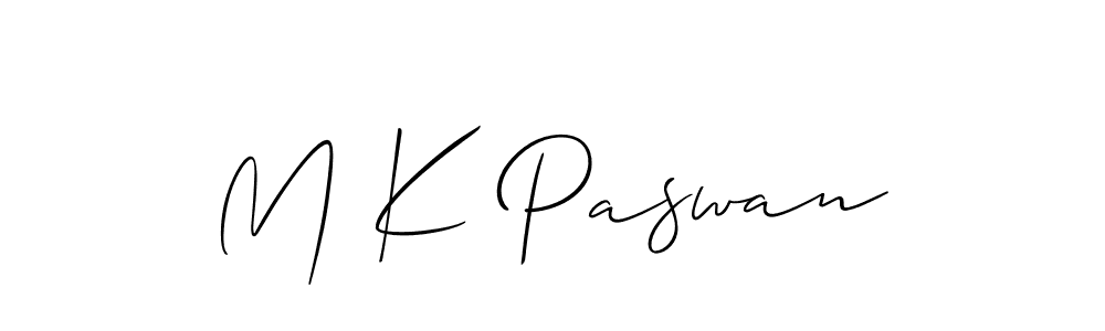 Also we have M K Paswan name is the best signature style. Create professional handwritten signature collection using Allison_Script autograph style. M K Paswan signature style 2 images and pictures png