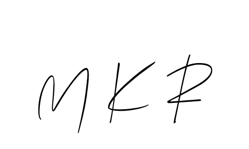 Design your own signature with our free online signature maker. With this signature software, you can create a handwritten (Allison_Script) signature for name M K R. M K R signature style 2 images and pictures png