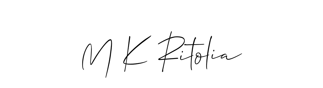 Use a signature maker to create a handwritten signature online. With this signature software, you can design (Allison_Script) your own signature for name M K Ritolia. M K Ritolia signature style 2 images and pictures png