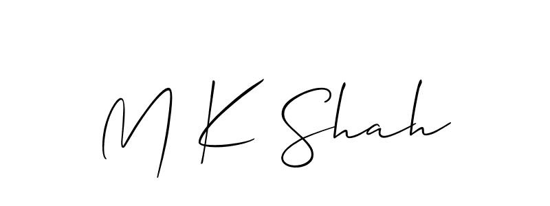 Allison_Script is a professional signature style that is perfect for those who want to add a touch of class to their signature. It is also a great choice for those who want to make their signature more unique. Get M K Shah name to fancy signature for free. M K Shah signature style 2 images and pictures png