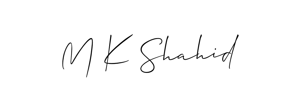 Also You can easily find your signature by using the search form. We will create M K Shahid name handwritten signature images for you free of cost using Allison_Script sign style. M K Shahid signature style 2 images and pictures png