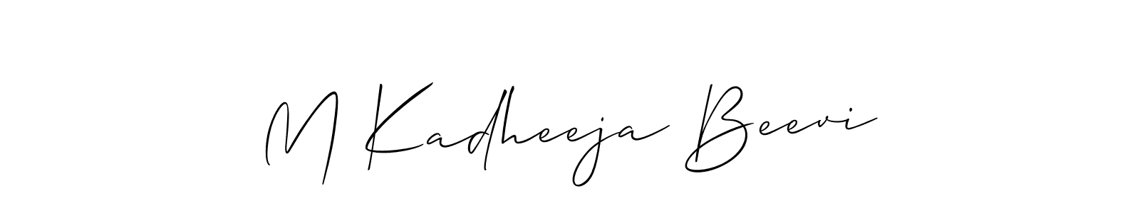Also You can easily find your signature by using the search form. We will create M Kadheeja Beevi name handwritten signature images for you free of cost using Allison_Script sign style. M Kadheeja Beevi signature style 2 images and pictures png